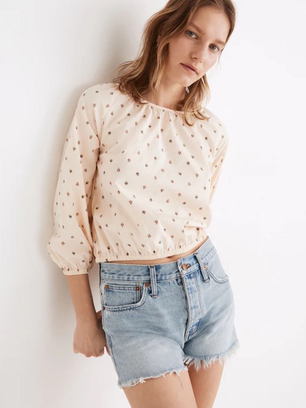 MADEWELL Sunrise Floral Bone Crop Top